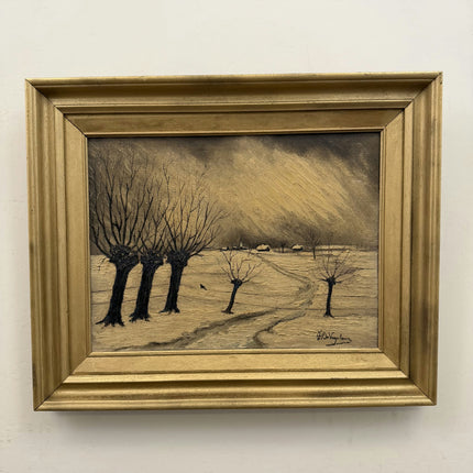 Detailed Winter Landscape Oil Painting "Pollard Trees" Timeless Artwork Holland Art Shop