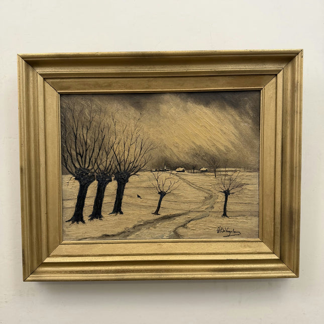 Detailed Winter Landscape Oil Painting "Pollard Trees" Timeless Artwork Holland Art Shop