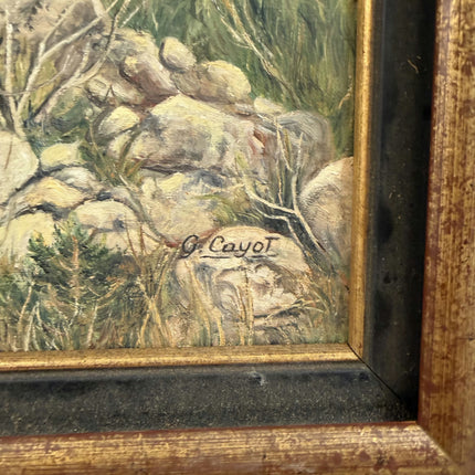 Expressive Landscape Oil Painting "Mossy Rocks" Traditional Small Artwork Holland Art Shop