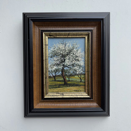Elegant Landscape Oil Painting "Blossom Tree" Handcrafted Small Artwork Holland Art Shop