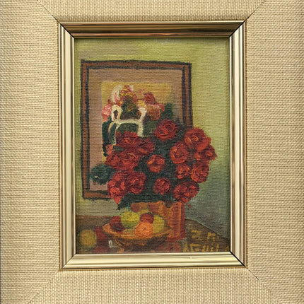Detailed Floral Still Life Oil Painting "Red Roses" Original Small Art Holland Art Shop