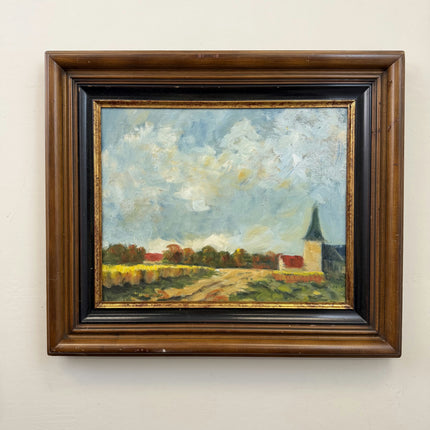 Refined Landscape Oil Painting "Church Steeple" Traditional Large Artwork Holland Art Shop