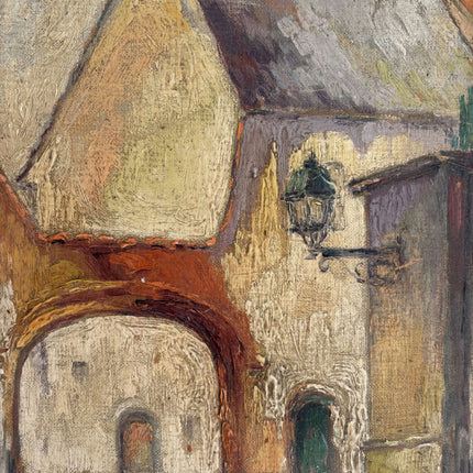 Traditional Cityscape Oil Painting "Stone Arch" Vintage Belgique Artwork Holland Art Shop