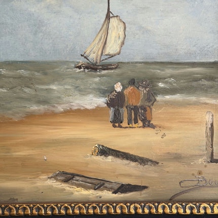 Rustic Seascape Oil Painting "Framed Painting" Vintage Artwork Holland Art Shop