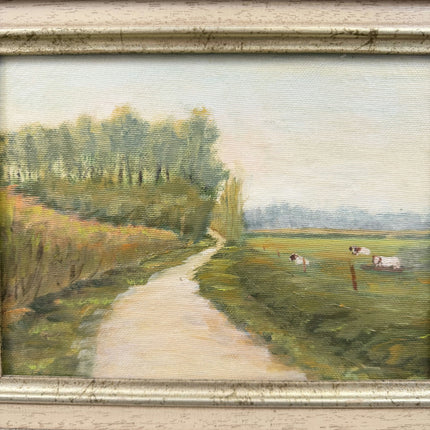 Authentic Landscape Oil Painting "Country Path" Elegant Small Artwork Holland Art Shop