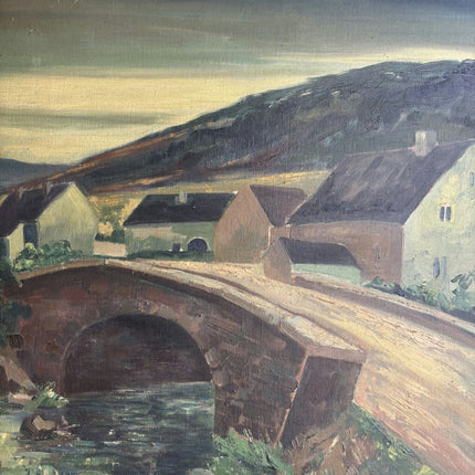 1936 Landscape Oil Painting "Arched Bridge" Artwork Holland Art Shop