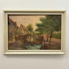 Rustic Cityscape Oil Painting "Stone Bridge" Traditional Art Holland Art Shop