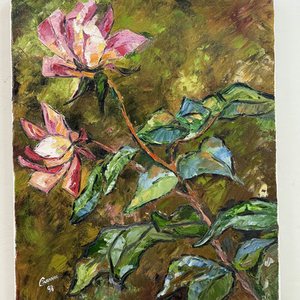 Elegant Floral Still Life Oil Painting "Pink Rose" Detailed Art Holland Art Shop