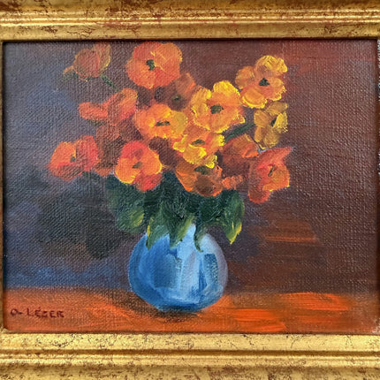 Original Floral Still Life Oil Painting "Blue Vase" Classic Small Art Holland Art Shop