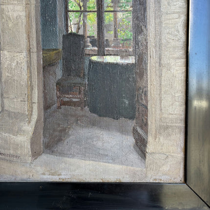 Handcrafted Church Interior Oil Painting "Arched Window" Expressive Artwork Holland Art Shop