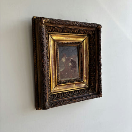 19th Century Antique Portrait Oil Painting "Ornate Frame" Small Art Holland Art Shop