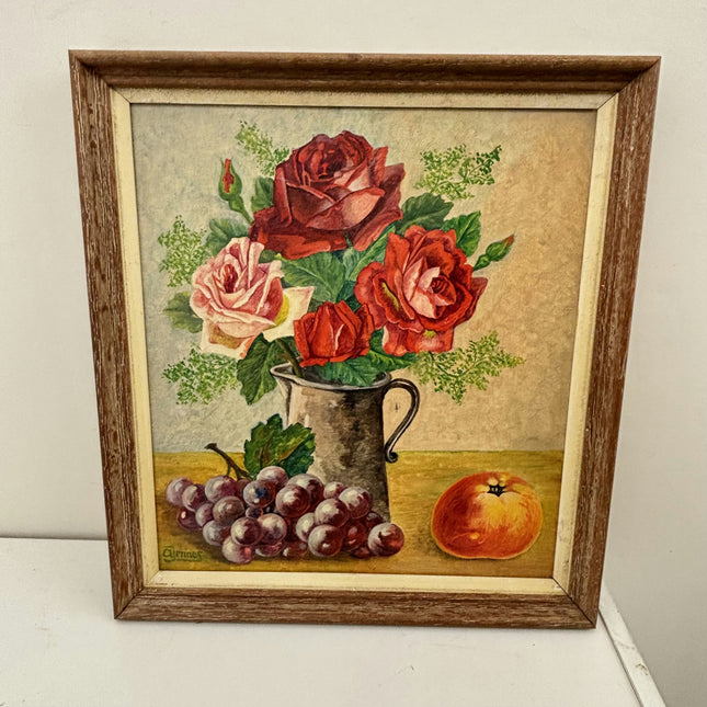Vintage Flowery Still Life Oil Painting "Rose Bouquet" Expressive Small Artwork Holland Art Shop