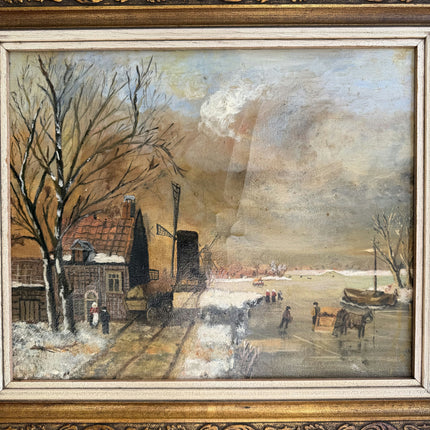Handcrafted Winter Landscape Oil Painting "Snowy Village" Refined Art Holland Art Shop