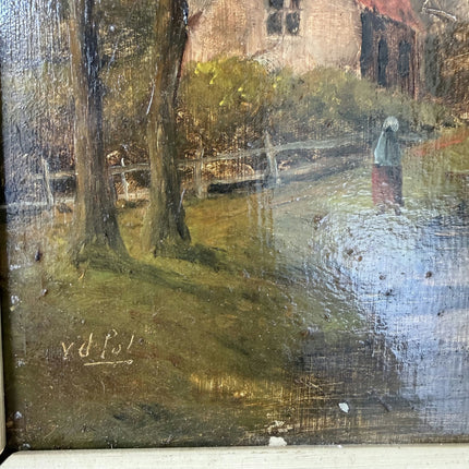 Rustic Landscape Oil Painting "Framed Painting" Vintage Small Artwork Holland Art Shop