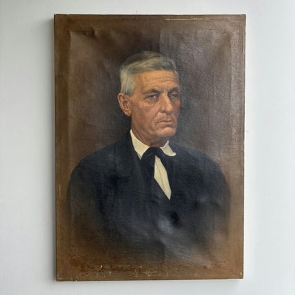 19th Century Antique Portrait Oil Painting "Stoic Man" Art Holland Art Shop