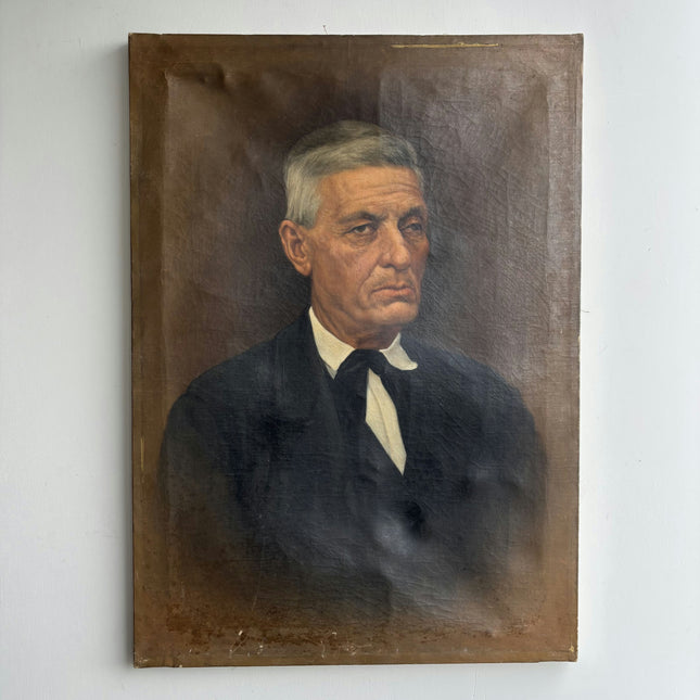 19th Century Antique Portrait Oil Painting "Stoic Man" Art Holland Art Shop