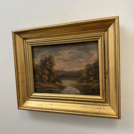 Refined Landscape Oil Painting "Gilded Frame" Handcrafted Small Artwork Holland Art Shop