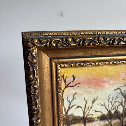 Elegant Landscape Oil Painting "Golden Frame" Timeless Small Art Holland Art Shop