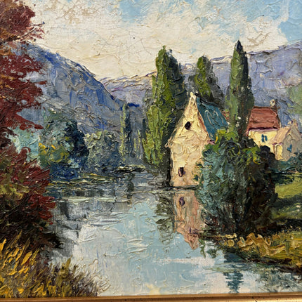 Elegant Landscape Oil Painting "River Cottage" Expressive Artwork Holland Art Shop