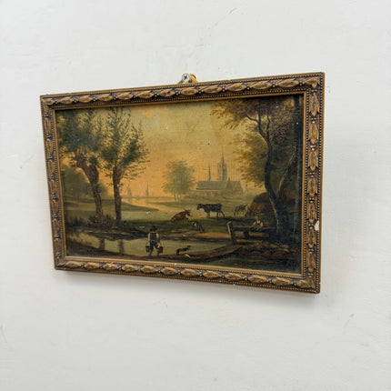 19th Century Antique Landscape Oil Painting "Framed Painting" Small Art Holland Art Shop