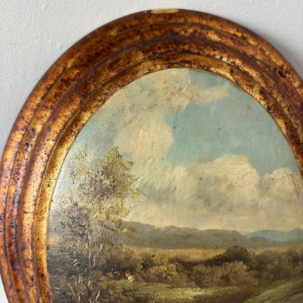 Striking Oil Painting Landscape "Grazing Cow" Authentic Small Art Holland Art Shop