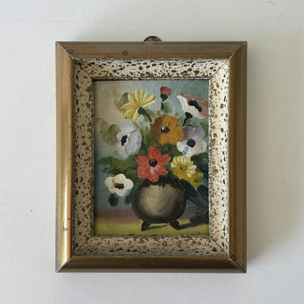 Rustic Floral Still Life Oil Painting "Flower Vase" Handcrafted Small Artwork Holland Art Shop
