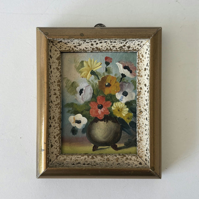 Rustic Floral Still Life Oil Painting "Flower Vase" Handcrafted Small Artwork Holland Art Shop