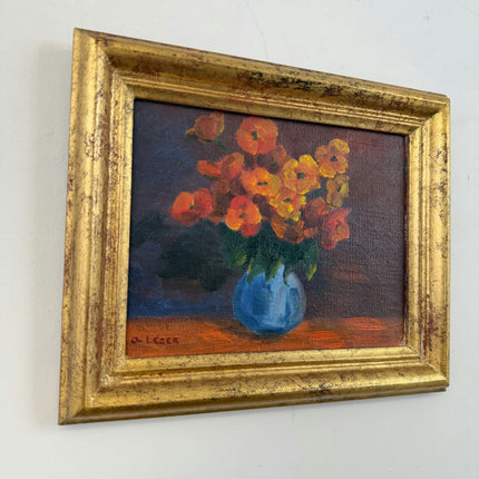 Original Floral Still Life Oil Painting "Blue Vase" Classic Small Art Holland Art Shop