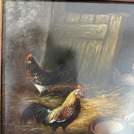 Elegant Animals Oil Painting "Feeding Chickens" Expressive Small Artwork Holland Art Shop