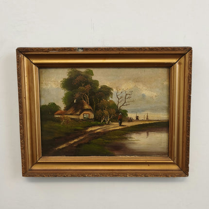 Timeless Landscape Oil Painting "Thatched Cottage" Authentic Artwork Holland Art Shop