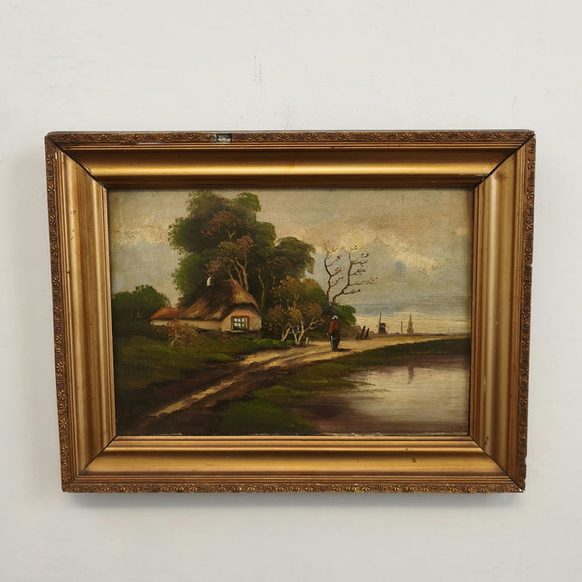 Timeless Landscape Oil Painting "Thatched Cottage" Authentic Artwork Holland Art Shop
