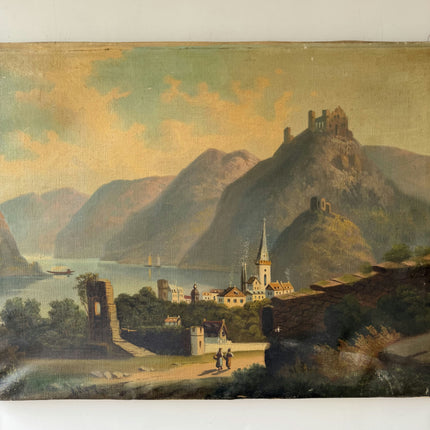 Antique Oil Painting "Hilltop Castle" Elegant Art Holland Art Shop