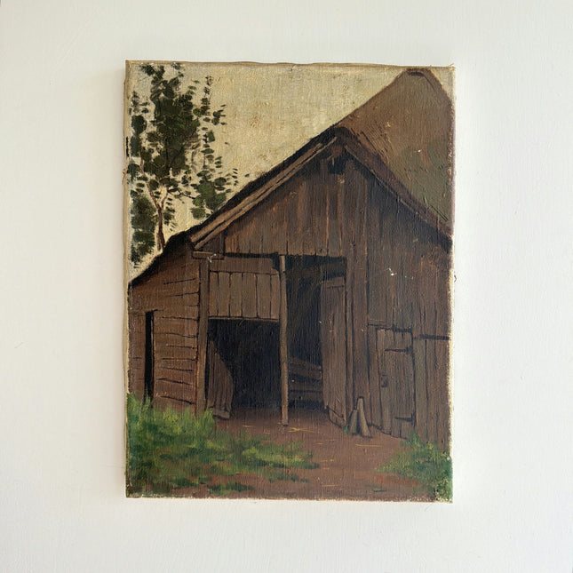 Handcrafted Cityscape Oil Painting "Old Barn" Original Small Artwork Holland Art Shop