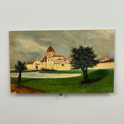 Expressive Cityscape Oil Painting "Church Building" Traditional Small Artwork Holland Art Shop