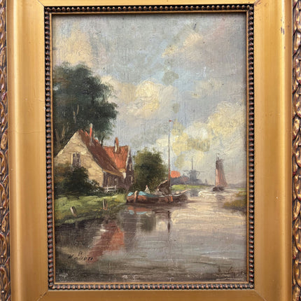 Handcrafted Landscape Oil Painting "Thatched Cottage" Elegant Small Artwork Holland Art Shop