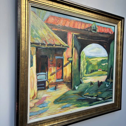 Timeless Farm Oil Painting "Rooster Group" Rustic Art Holland Art Shop