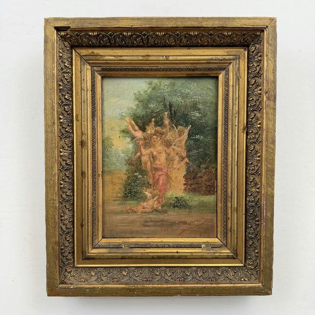after Bouguereau 19th Century Antique Figurative Oil Painting "Dancing" Art Holland Art Shop