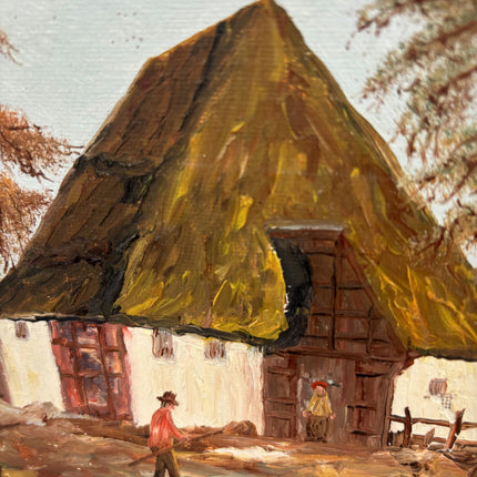 Authentic Landscape Oil Painting "Thatched Cottage" Rustic Small Art Holland Art Shop