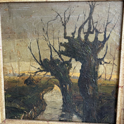 Expressive Landscape Oil Painting "Twisted Tree" Vintage Art Holland Art Shop