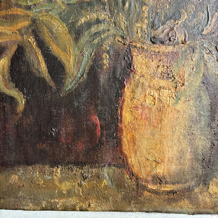 19th Century Antique Floral Still Life Oil Painting "Golden Vase" Large Artwork Holland Art Shop