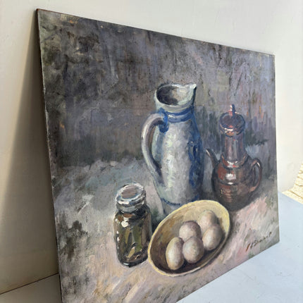 Handcrafted Still Life Oil Painting "Bowl Eggs" Detailed Artwork Holland Art Shop
