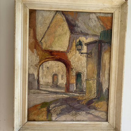 Traditional Cityscape Oil Painting "Stone Arch" Vintage Belgique Artwork Holland Art Shop