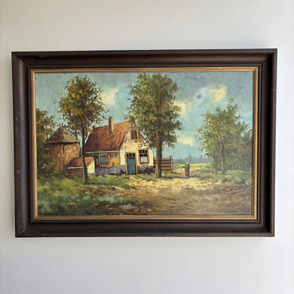 Detailed Landscape Oil Painting "Thatched Cottage" Traditional Dutch Art Holland Art Shop