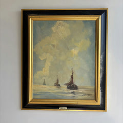 Refined Seascape Oil Painting "Sailing Boat" Authentic Dutch Art Holland Art Shop
