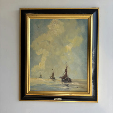 Refined Seascape Oil Painting "Sailing Boat" Authentic Dutch Art Holland Art Shop