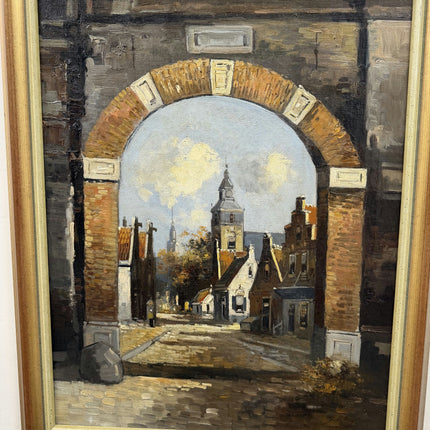 Rustic Cityscape Oil Painting "Stone Arch" Original Artwork Holland Art Shop