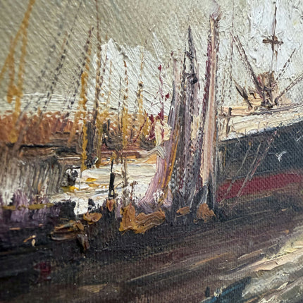 Refined Harbor Scene Oil Painting "Ornate Frame" Classic Artwork Holland Art Shop