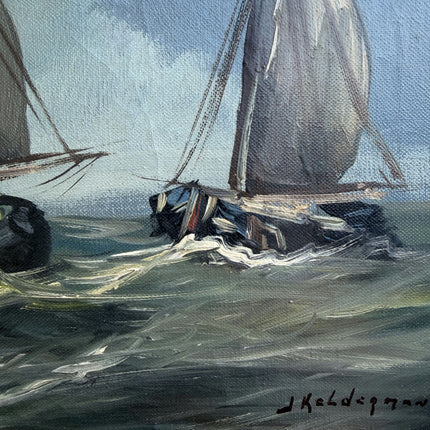 Rustic Seascape Oil Painting "Sailing Boats" Traditional Artwork Holland Art Shop