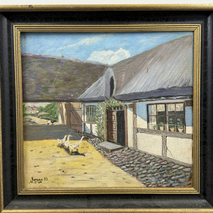 1933 Scenery Oil Painting "Thatched Cottage" Art Holland Art Shop