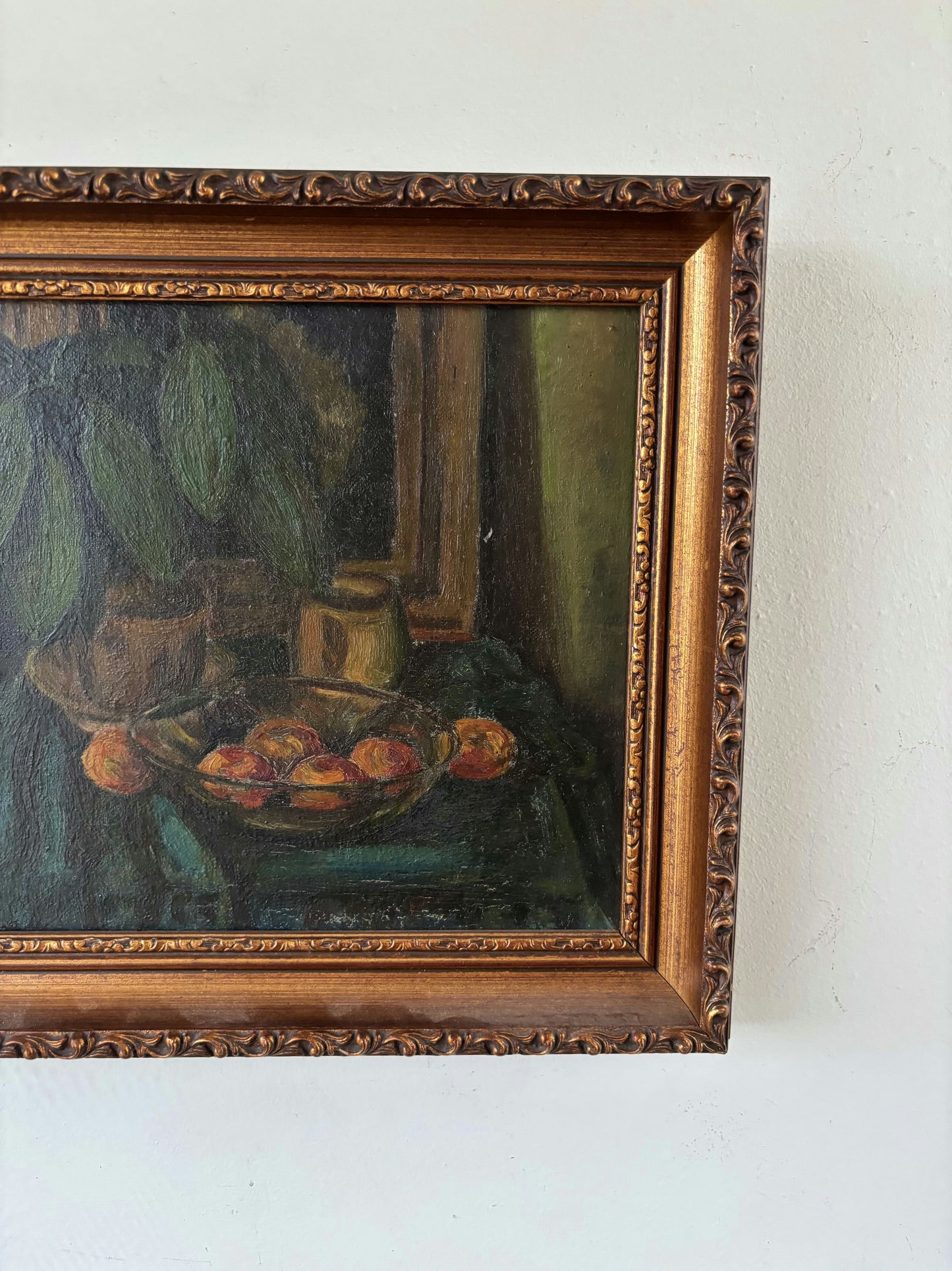 Striking Oil Painting Still Life "Fruit Bowl" Remarkable Small Art